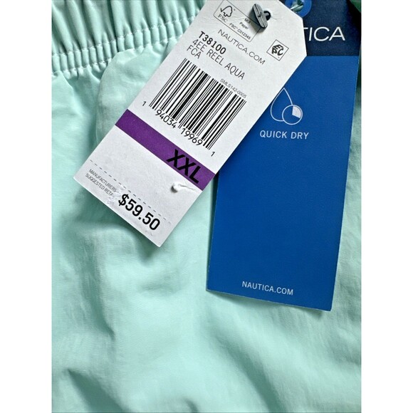 Nautica Men's Quick Dry Nylon 8" Swim Trunks Shorts Aqua Blue 2XL - Picture 5 of 8